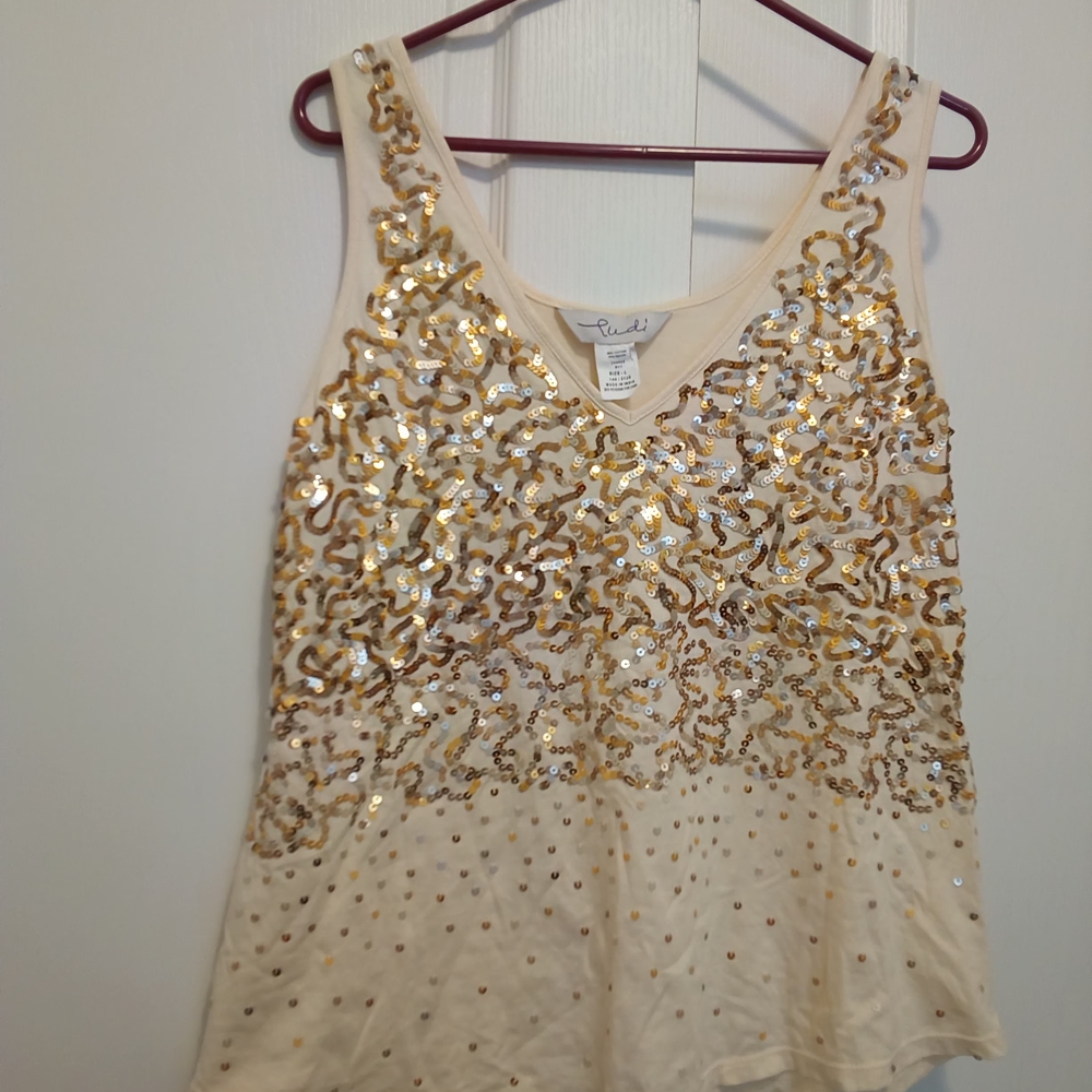 Chic Gold Sequin Tank Top